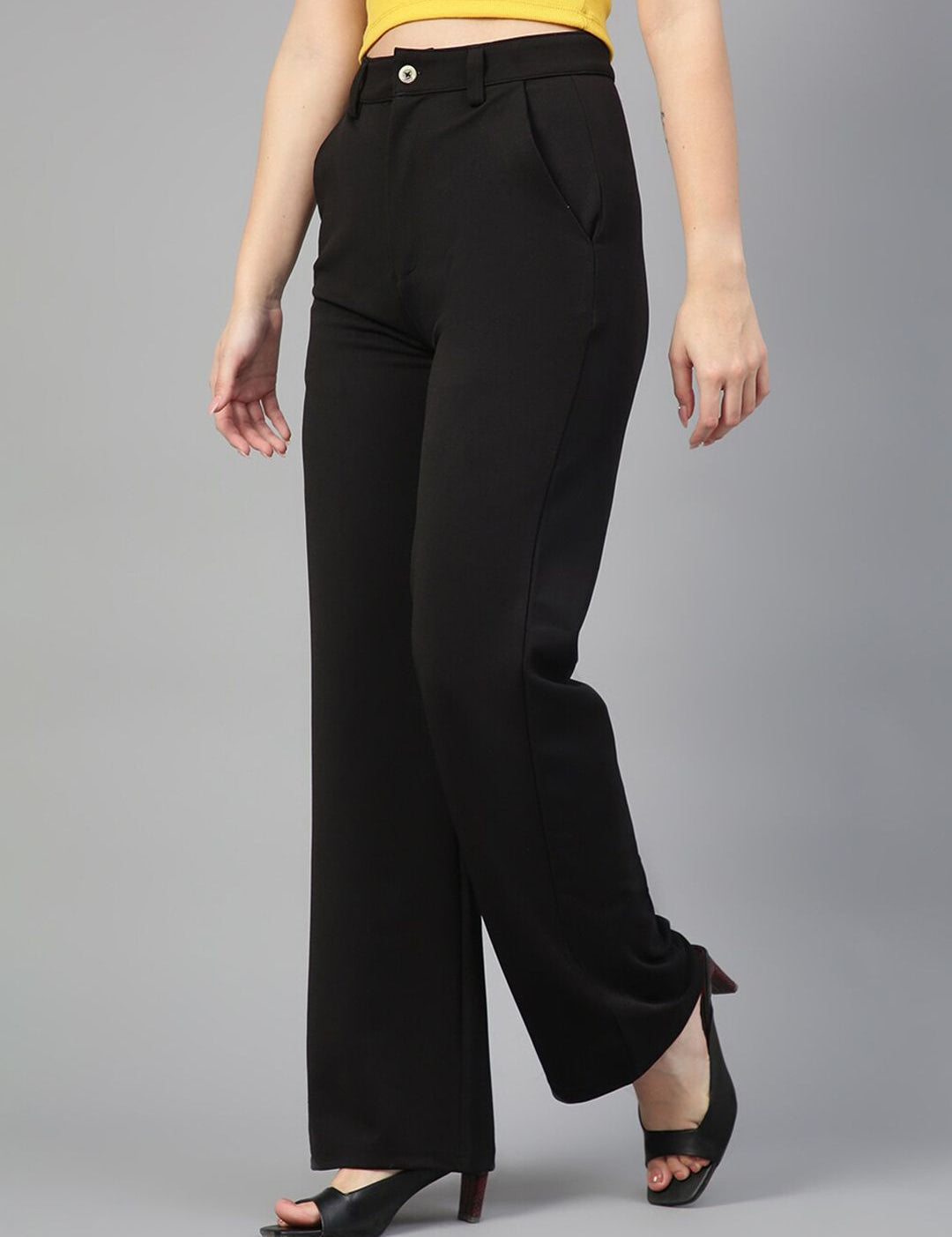 KOTTY BIZwear Women Relaxed Straight Fit High-Rise Easy Wash Trousers