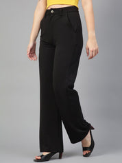 KOTTY BIZwear Women Relaxed Straight Fit High-Rise Easy Wash Trousers