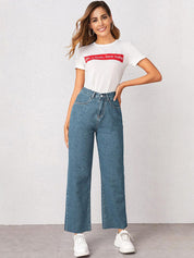 Kotty Women Straight Fit High-Rise Stretchable Cropped Jeans