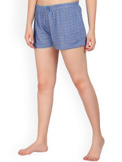 Kotty Women Blue Printed Lounge Shorts KTTSLEEPSHORTS212