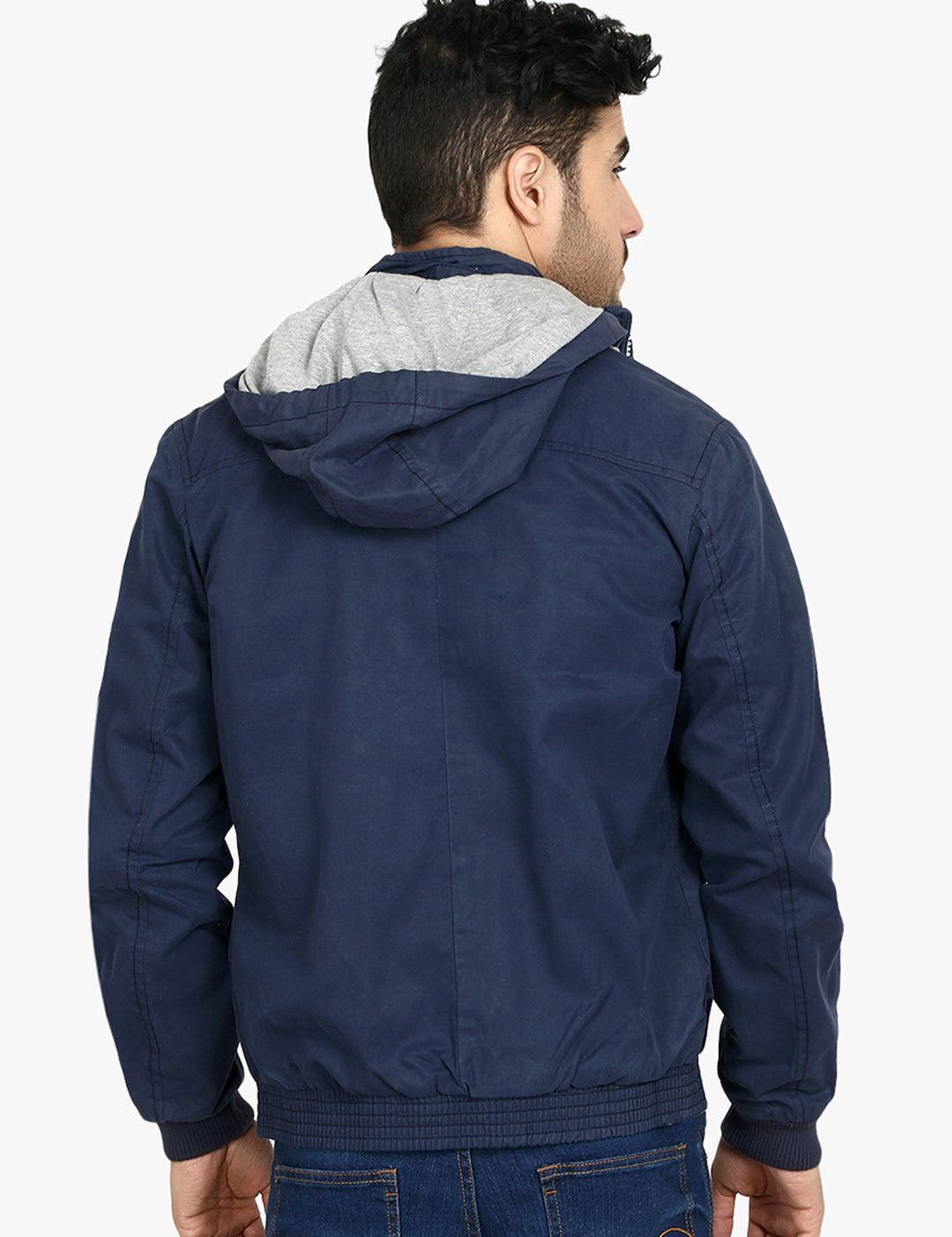 Kotty Men Blue Solid Hooded Sweatshirt