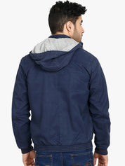 Kotty Men Blue Solid Hooded Sweatshirt