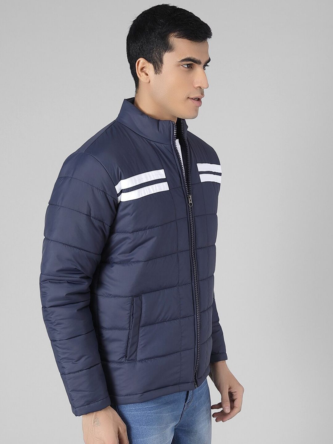 Kotty Men Blue Solid Puffer Jacket