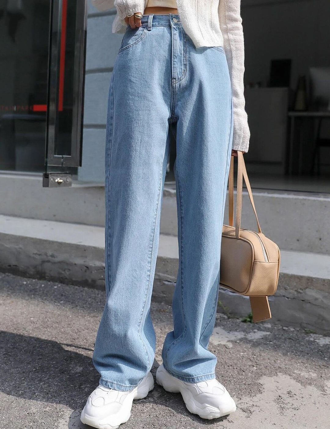 Kotty Women Jean Wide Leg High-Rise Light Fade Stretchable Jeans