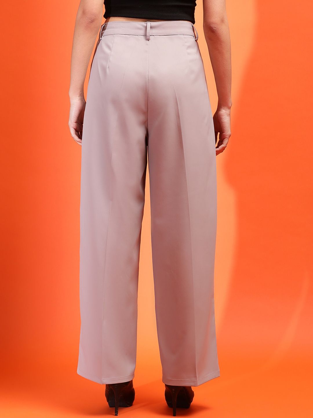 Stylecast X KOTTY Grey Relaxed Straight Leg High-Rise Trousers