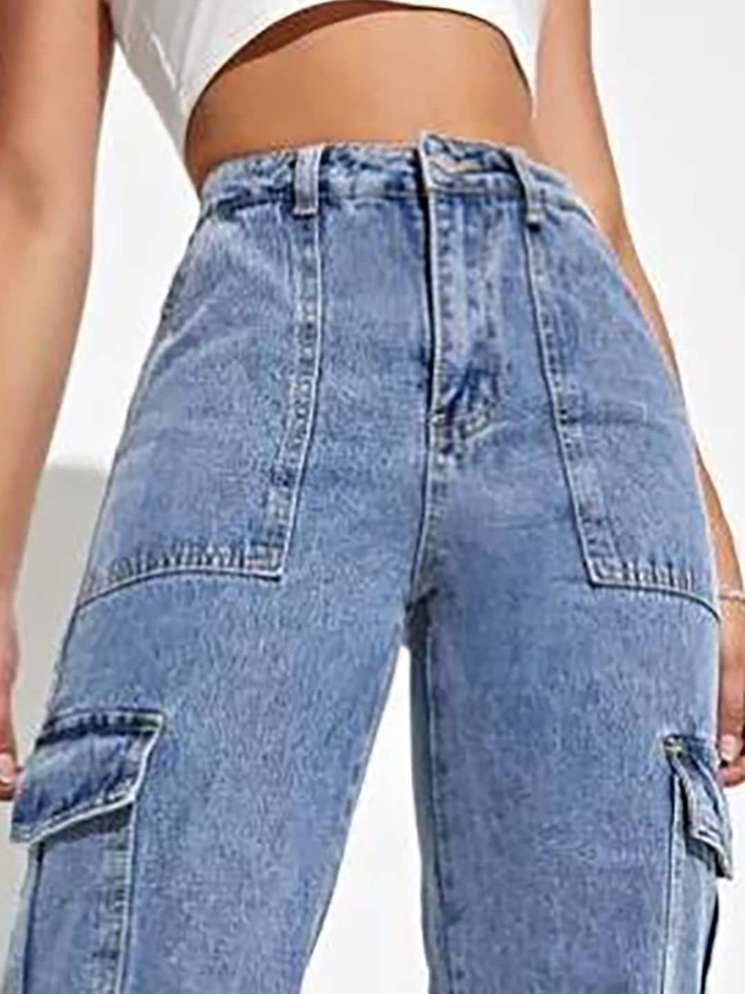 Kotty Blue Women Jean Straight Fit High-Rise Clean Look Heavy Fade Stretchable Jeans