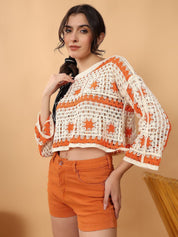 Kotty Women Self Design Cotton Crop Top