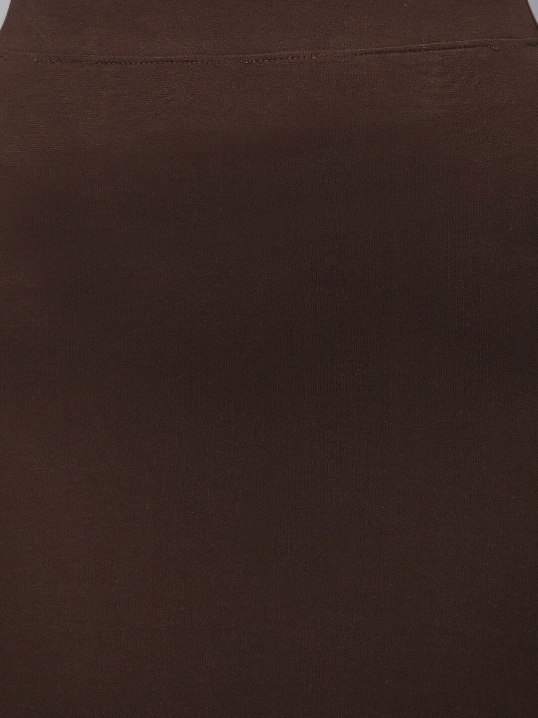 Kotty Women Brown Solid Pencil Skirt