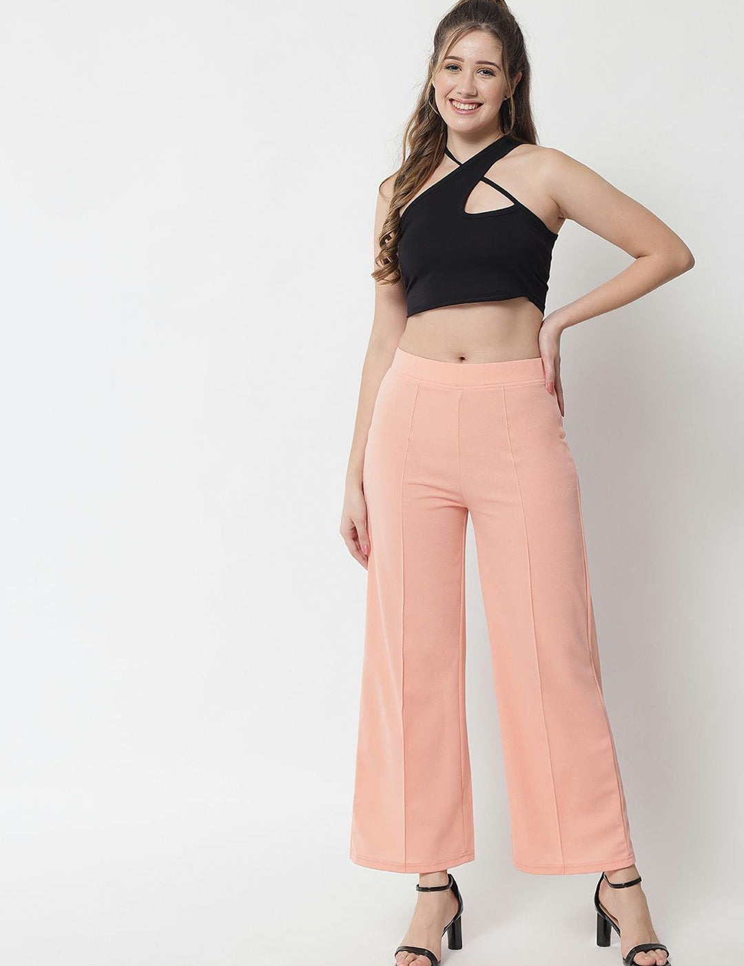 Kotty Women Pink Relaxed Straight Fit Parallel Trousers