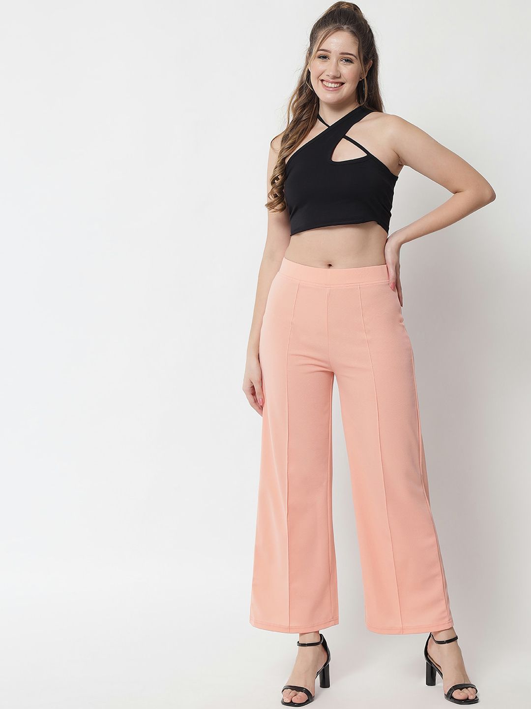 Kotty Women Pink Relaxed Straight Fit Parallel Trousers