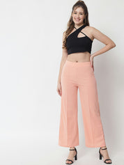 Kotty Women Pink Relaxed Straight Fit Parallel Trousers