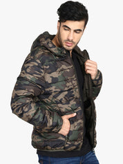 Kotty Men Brown Printed Lightweight Puffer Jacket