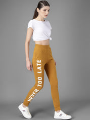Kotty Women Mustard Yellow & White Printed Joggers