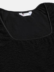 Kotty Black Square Neck Crop Top