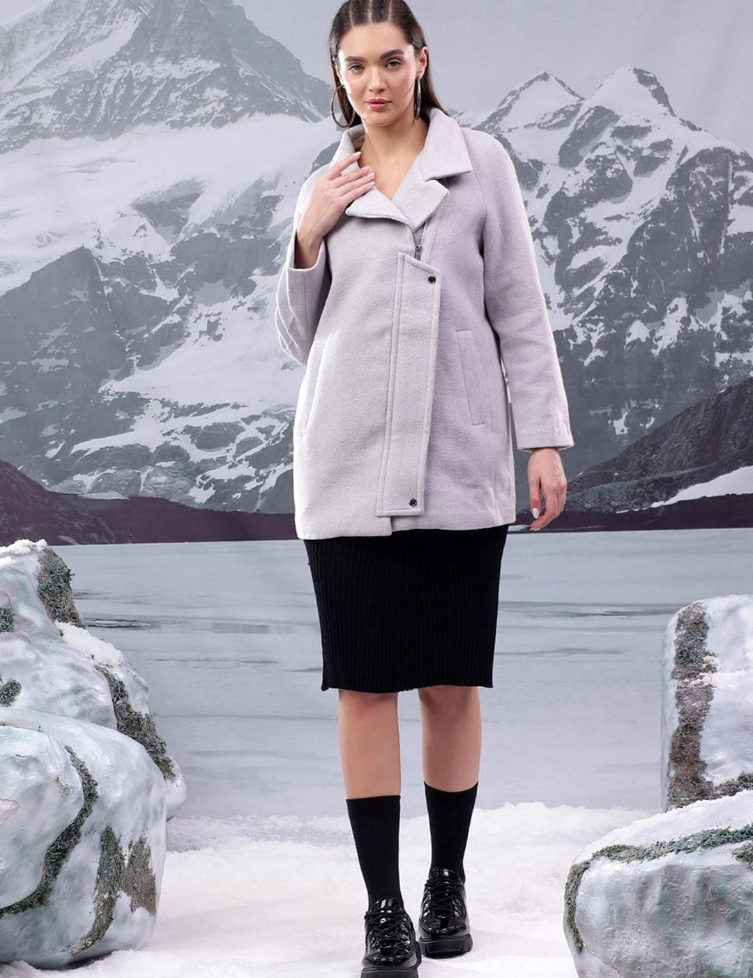 Kotty Notched Lapel Collar Single Breasted Overcoat