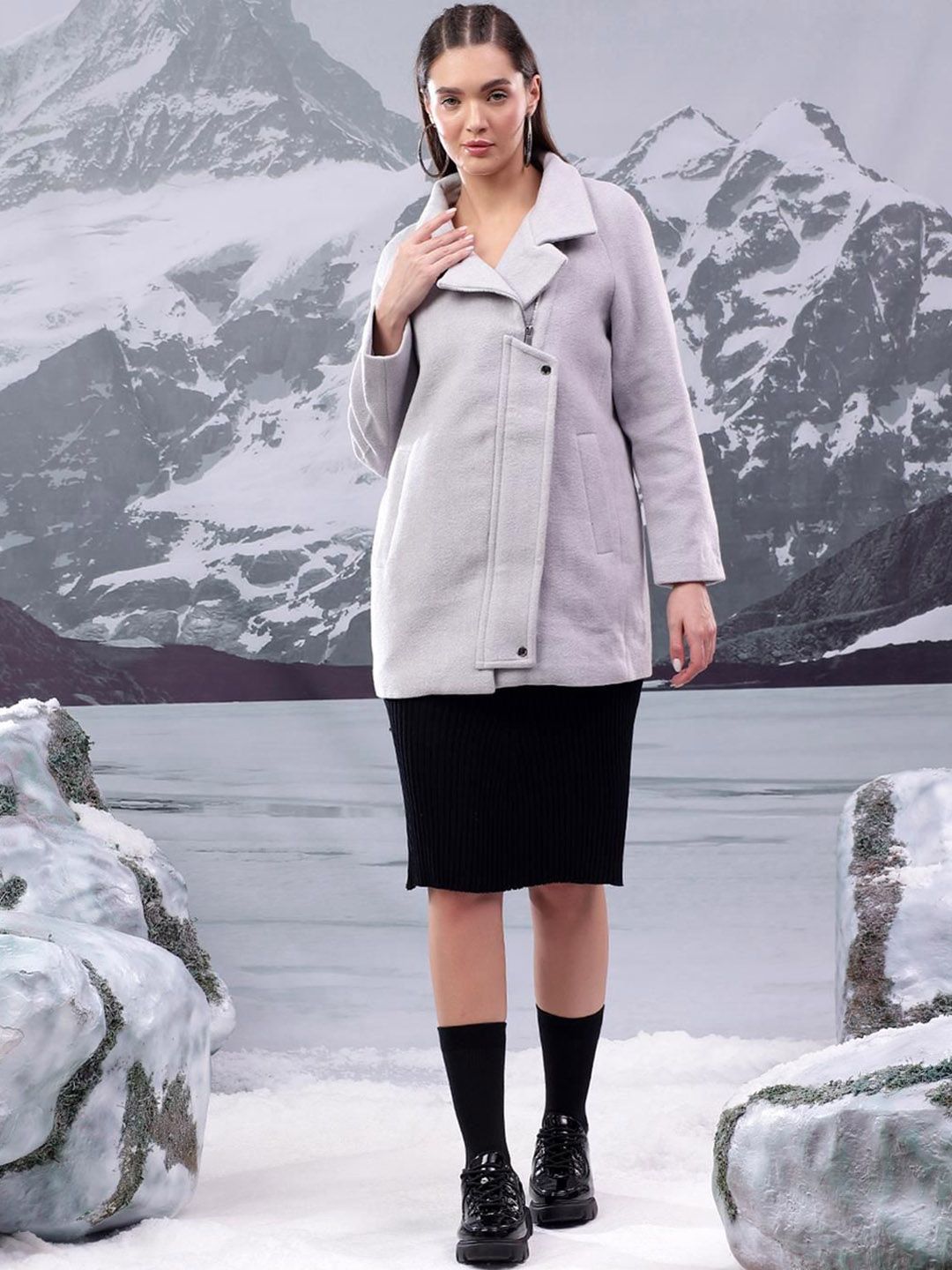 Kotty Notched Lapel Collar Single Breasted Overcoat