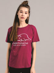 Kotty Women Maroon Printed Round Neck T-shirt