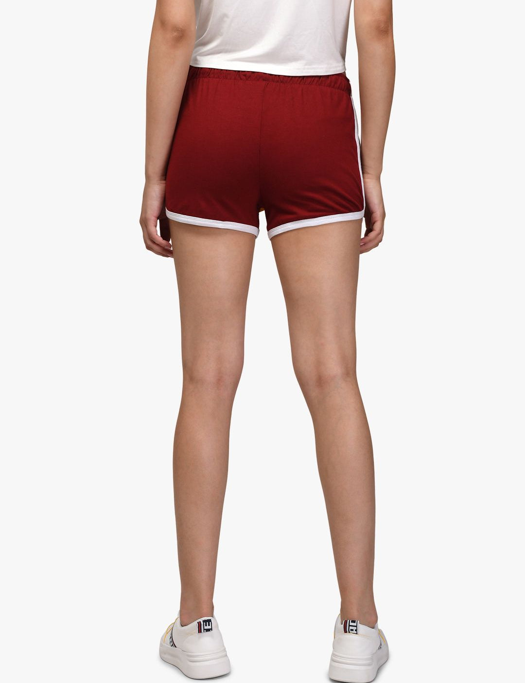 Kotty Women Maroon Colourblocked Regular Fit Shorts