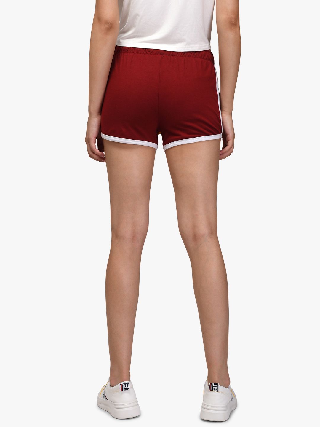Kotty Women Maroon Colourblocked Regular Fit Shorts