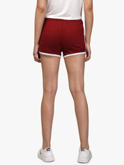 Kotty Women Maroon Colourblocked Regular Fit Shorts