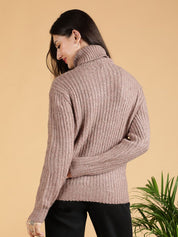 Kotty Women Cotton Turtle Neck Long Sleeves Pullover Sweaters