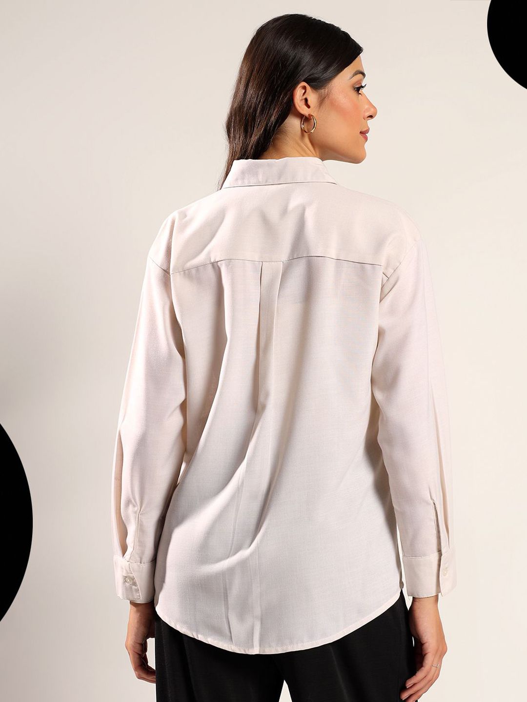 Kotty Relaxed Fit Spread Collar Long Sleeves Cotton Formal Shirt