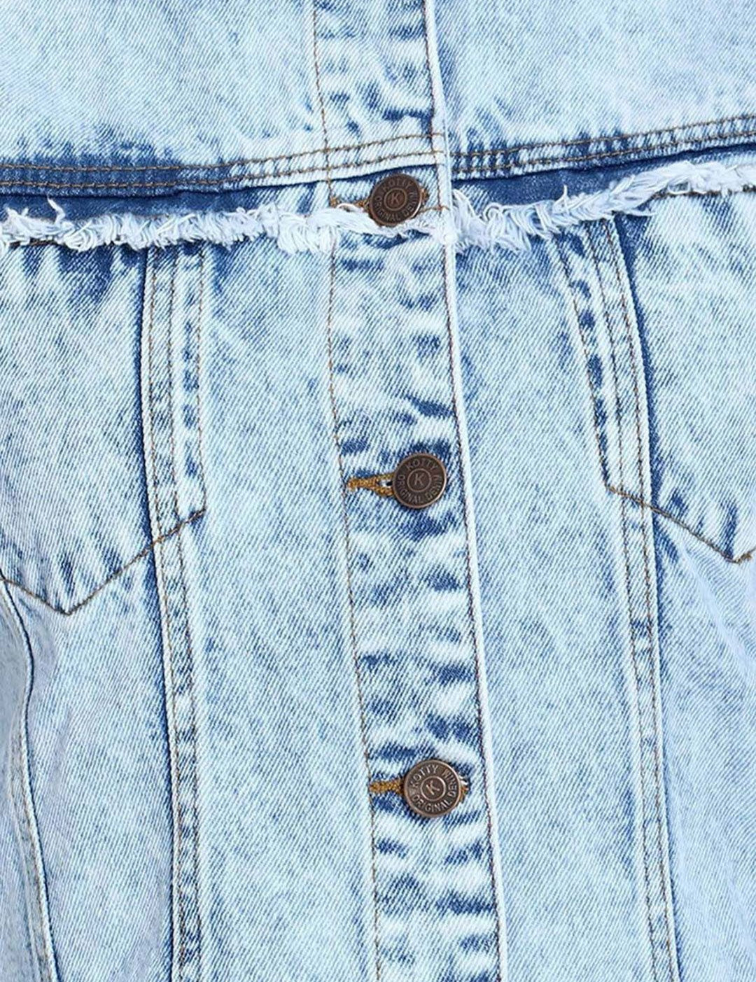 Kotty Women Spread Collar Solid Denim Jacket