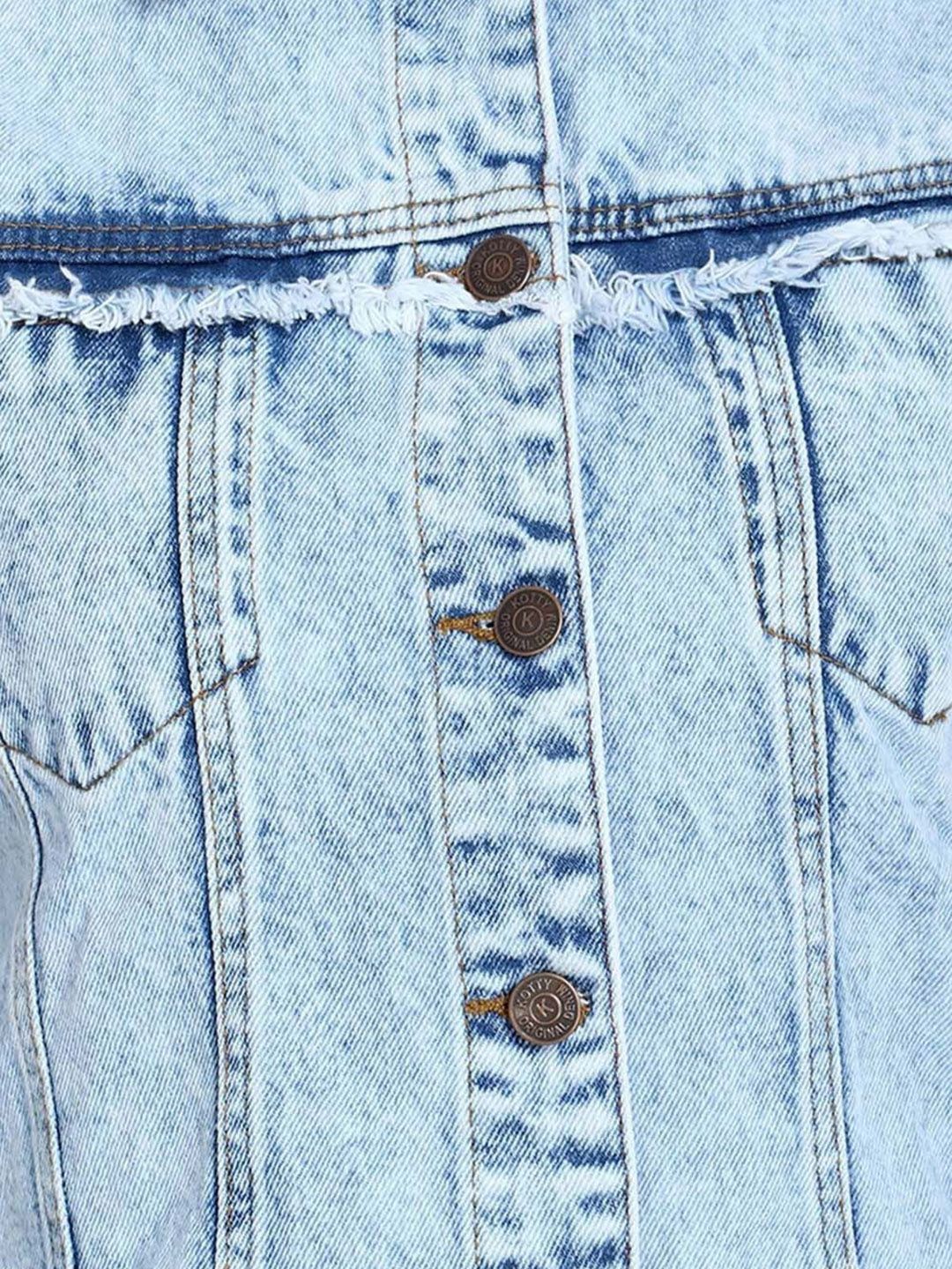 Kotty Women Spread Collar Solid Denim Jacket