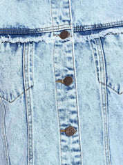 Kotty Women Spread Collar Solid Denim Jacket