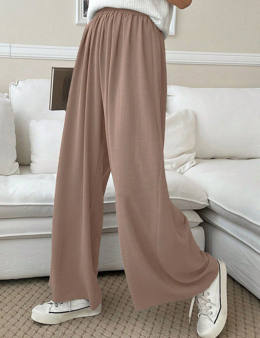 Kotty Women Relaxed Straight Leg Loose Fit High-Rise Cotton Trousers