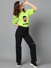 Kotty Women Graphic Printed Round Neck Cotton Oversized T-shirt