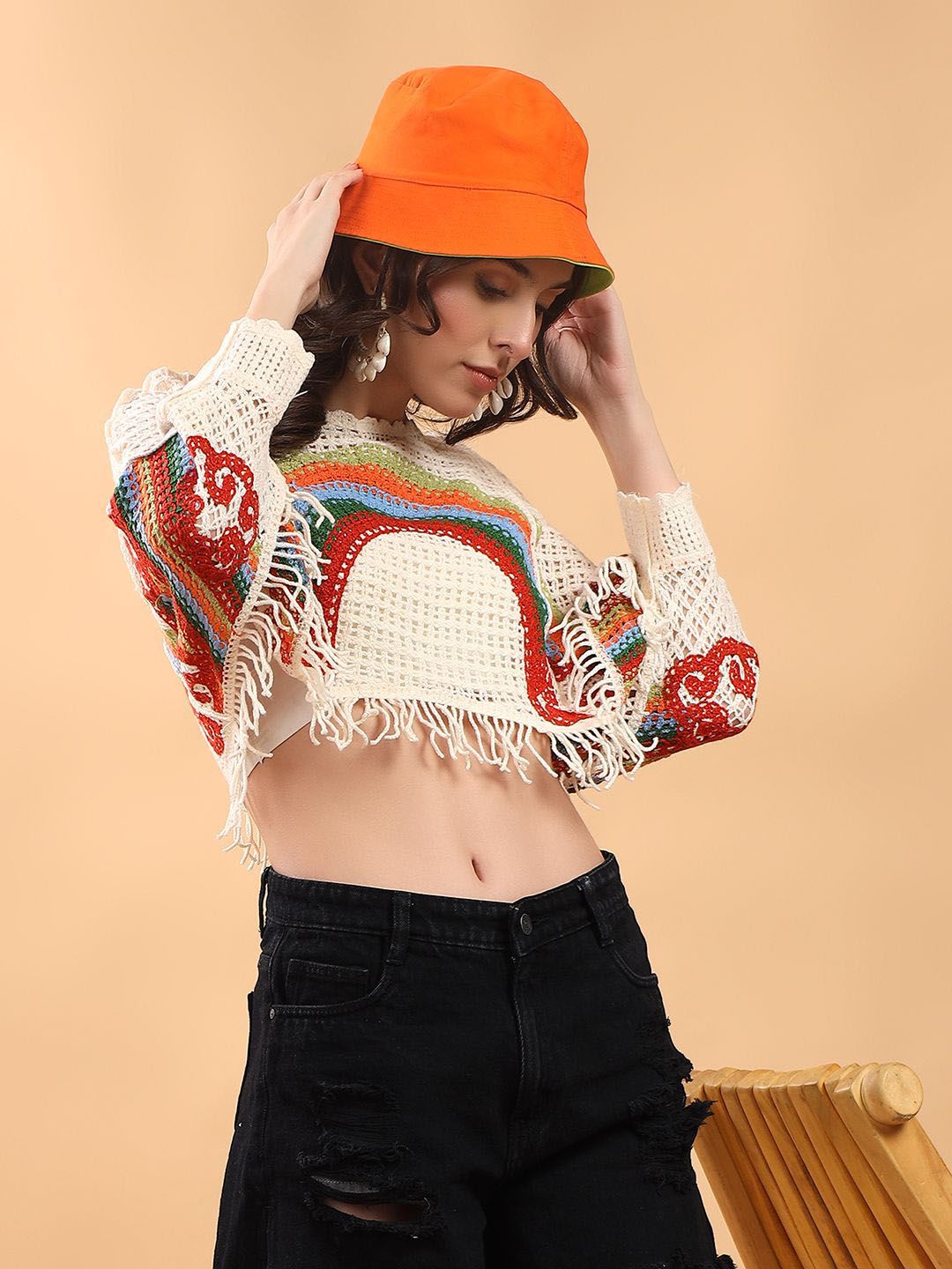 Kotty Crochet Fringed Cotton Top