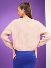 Kotty Women Cable Knit Crop Pullover Sweater