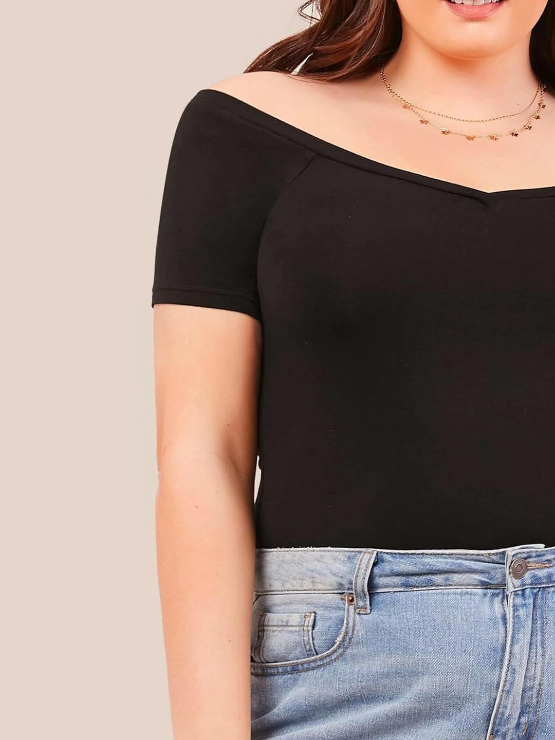 KOTTY Women Off-Shoulder Short Sleeve Top