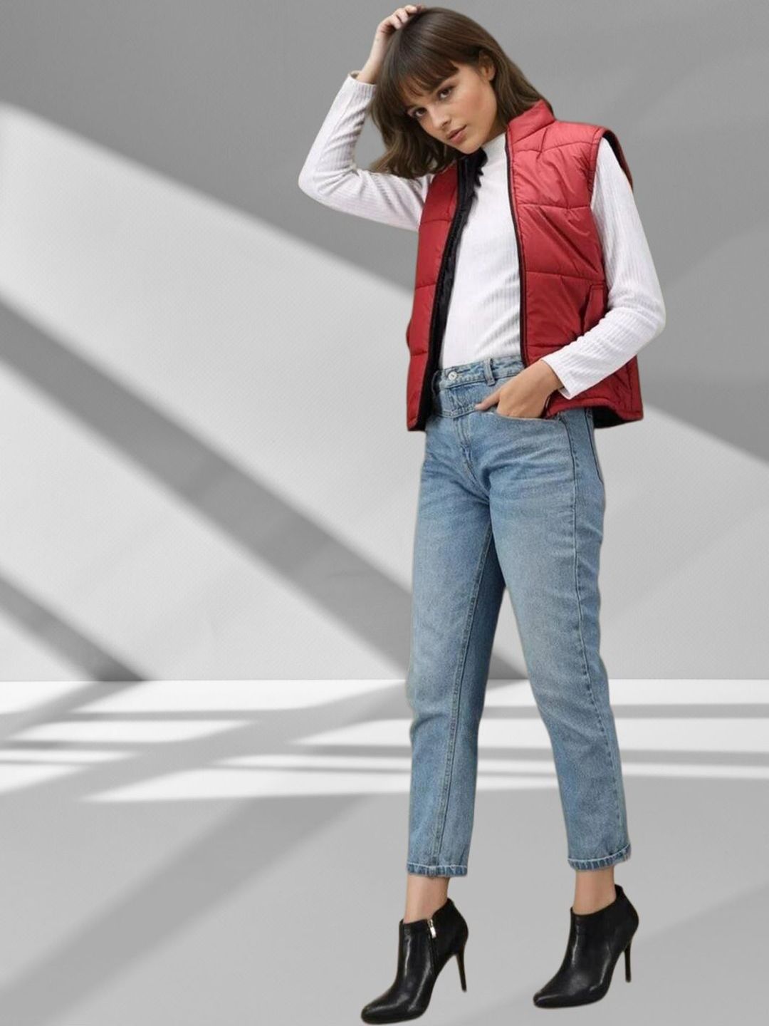 Kotty Women Stand Collar Solid Lightweight Puffer Jacket