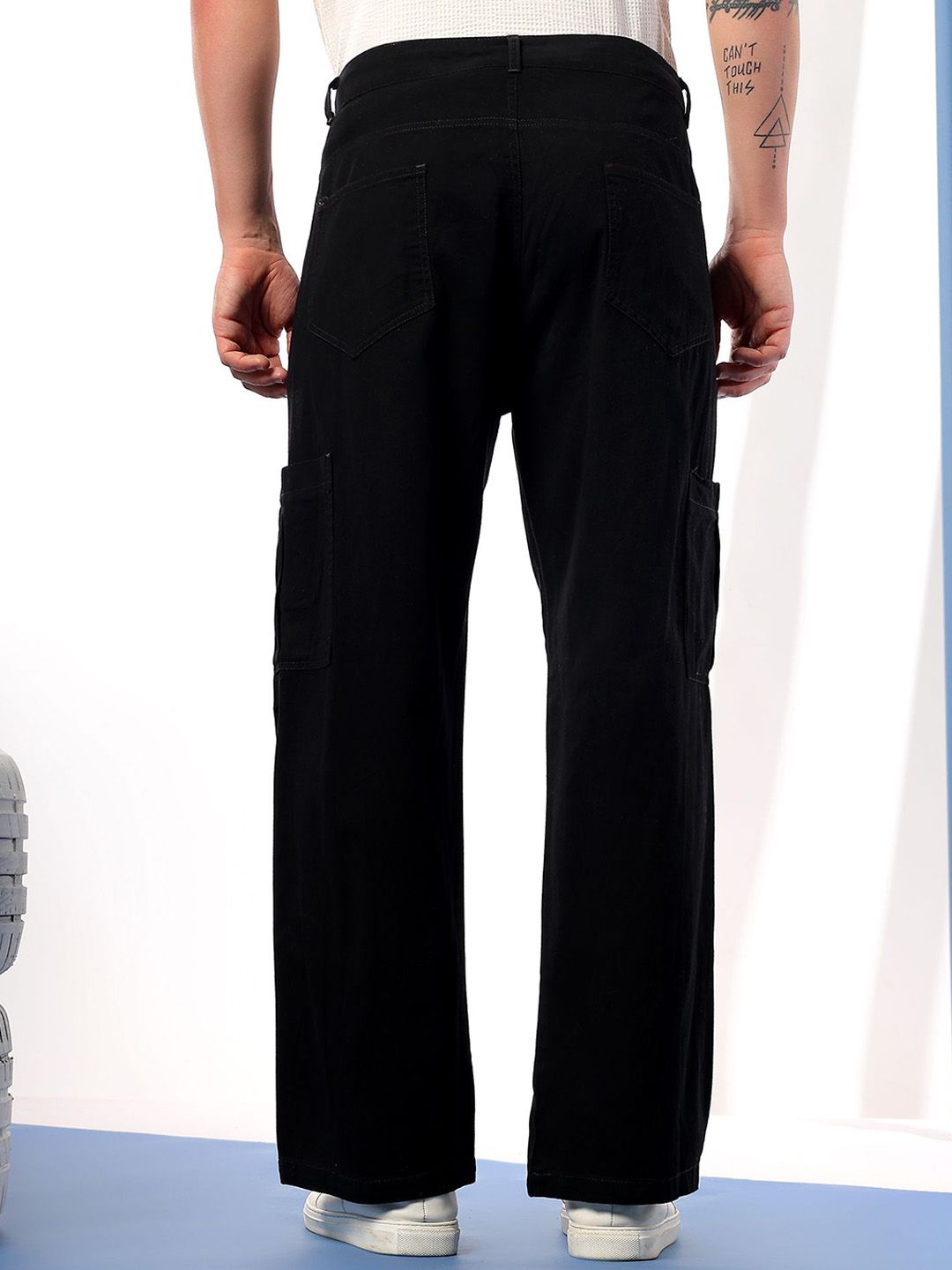 Kotty Men Relaxed Fit Low-Rise Stretchable Cargo Style Jeans