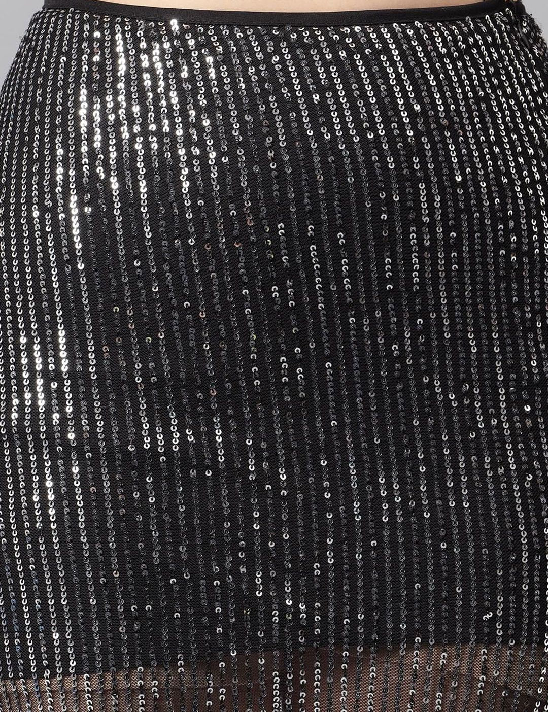 Kotty Black Embellished Crop Top & Skirt