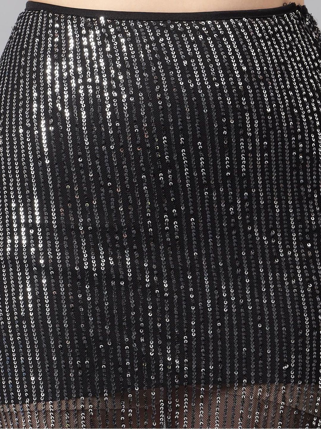 Kotty Black Embellished Crop Top & Skirt