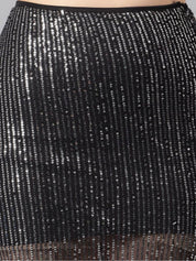 Kotty Black Embellished Crop Top & Skirt
