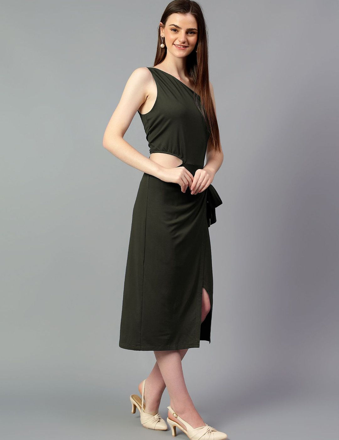Kotty One Shoulder Sheath Midi Dress