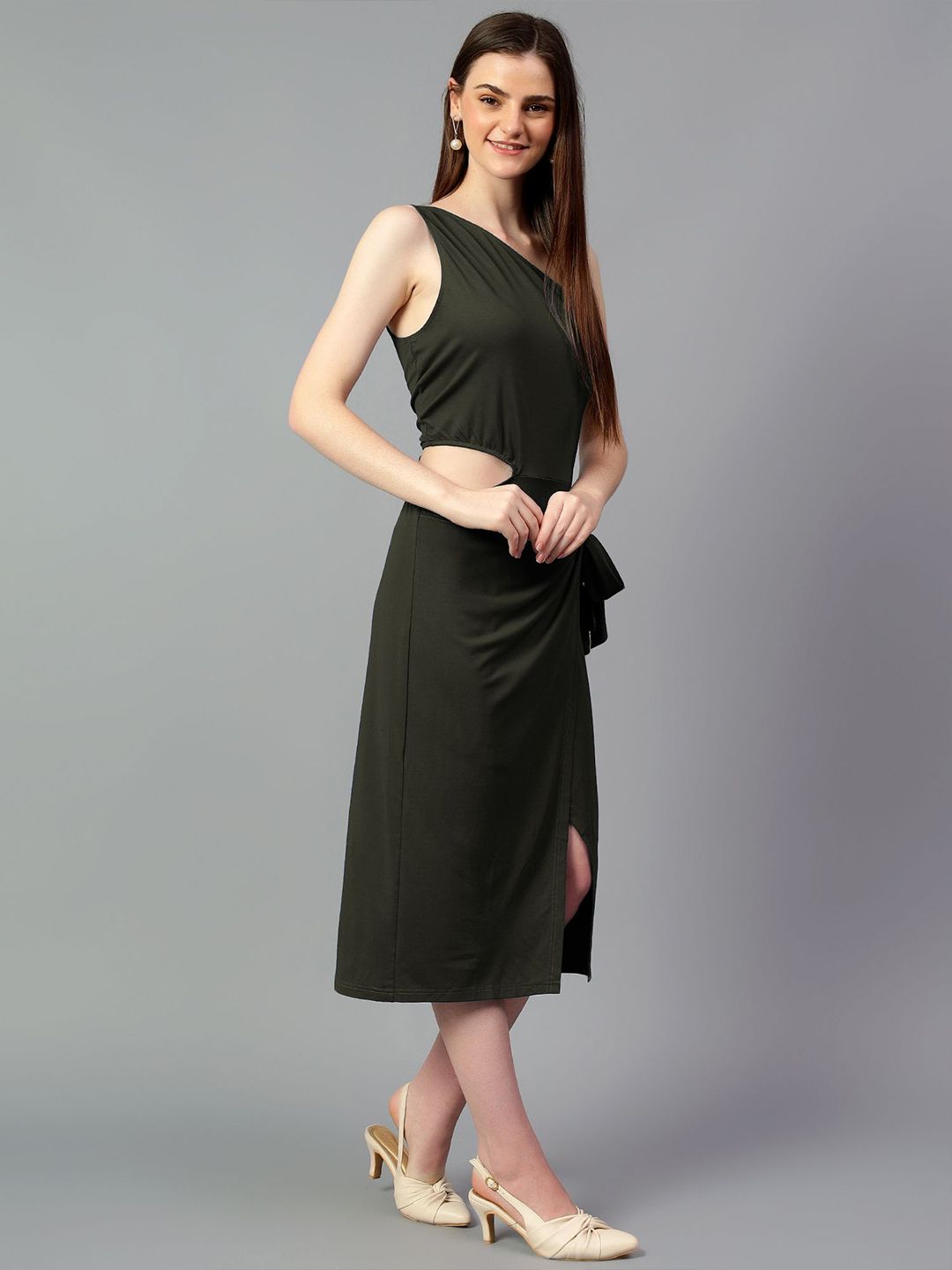 Kotty One Shoulder Sheath Midi Dress
