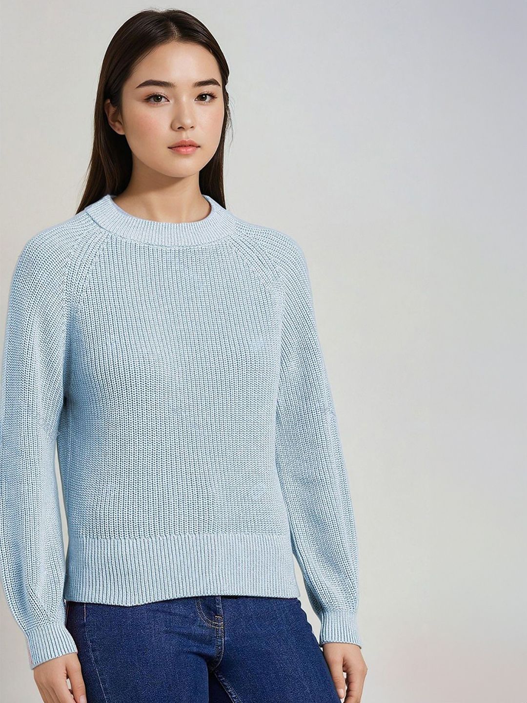 Kotty Women Self Design Round Neck Long Sleeves Pullover Sweaters