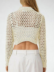 Kotty Women Self Design Round Neck Full Sleeves Cotton Crop Top