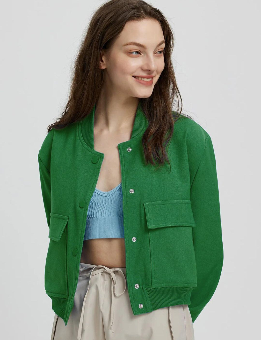 Kotty Stand Collar Fleece Bomber Jacket