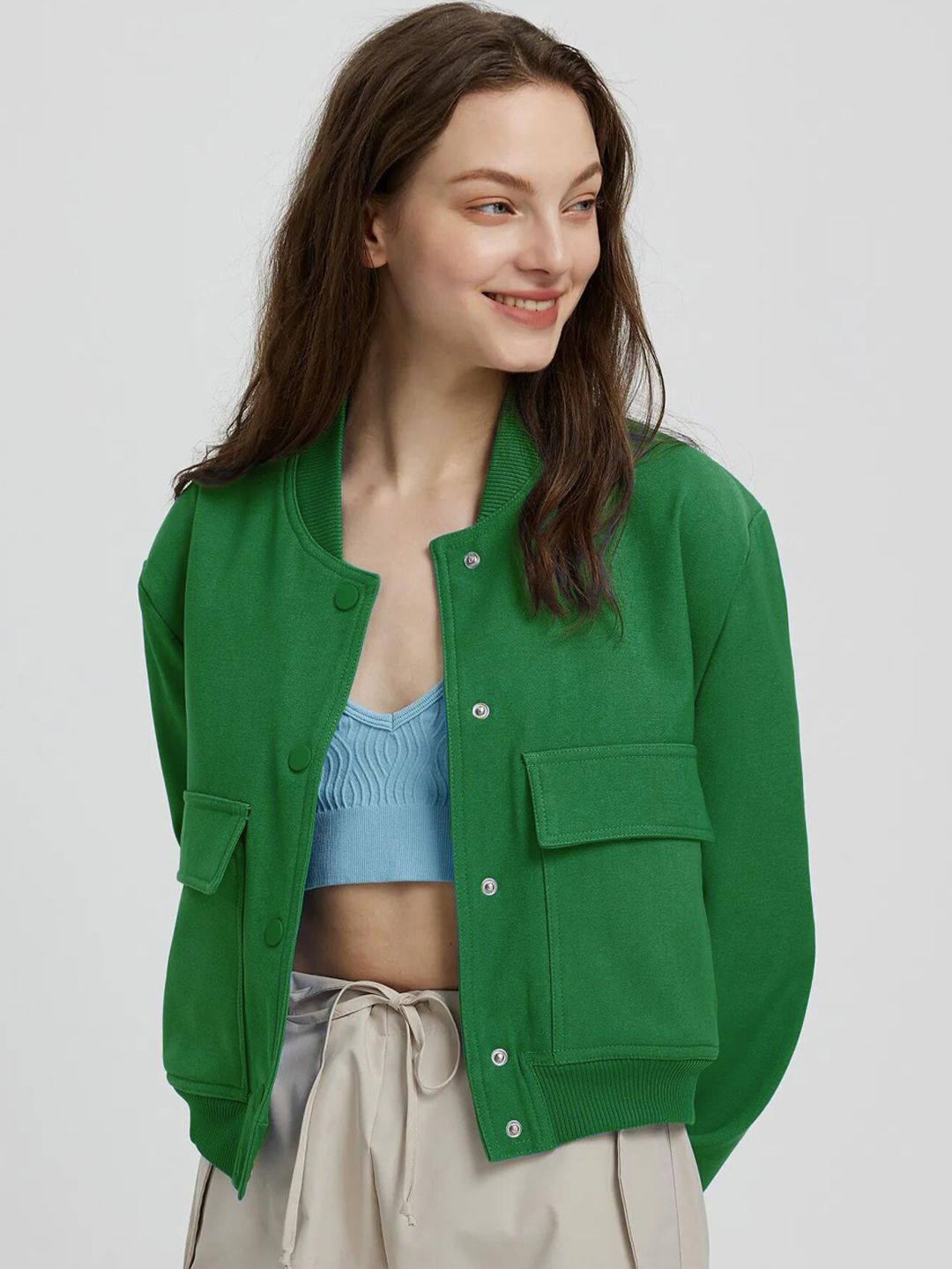 Kotty Stand Collar Fleece Bomber Jacket