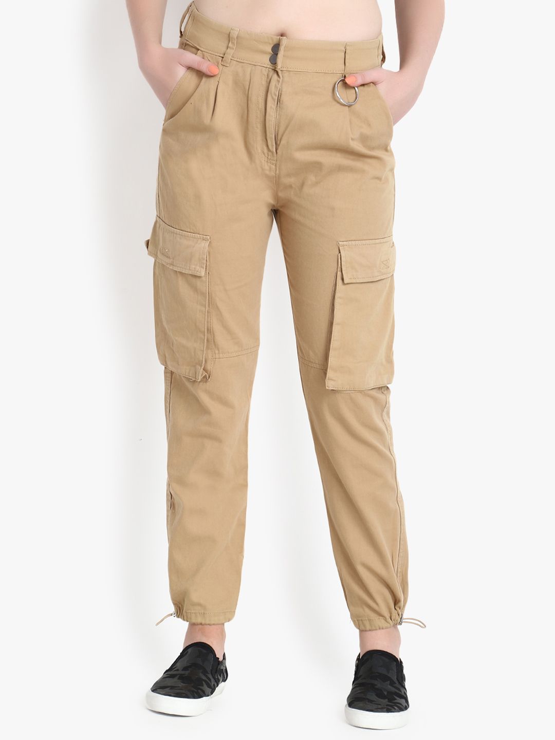 Kotty Women Beige Regular Fit Solid Cargos