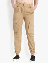 Kotty Women Beige Regular Fit Solid Cargos