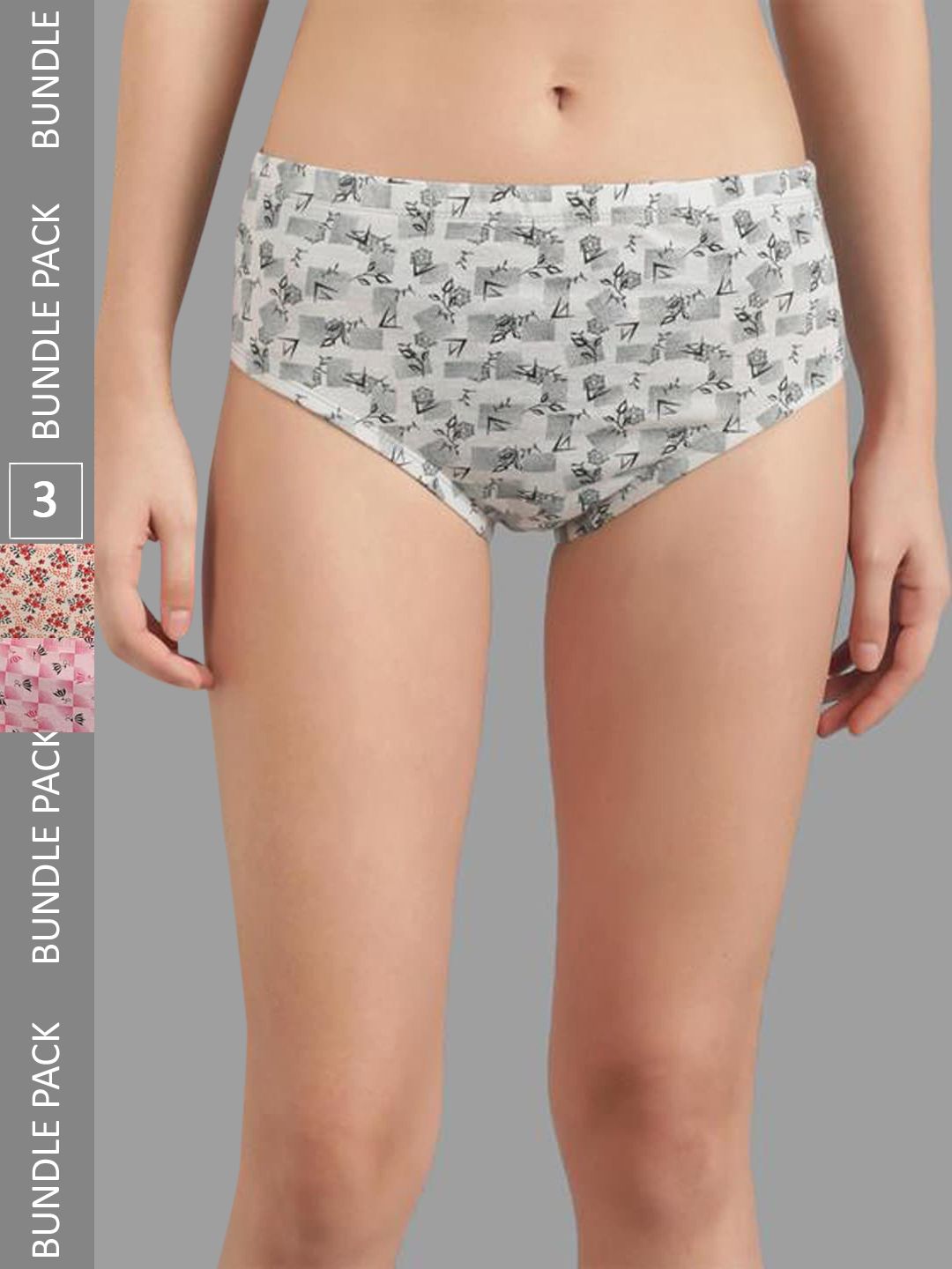 Kotty Women Pack Of 3 Floral Printed Cotton Hipster Briefs