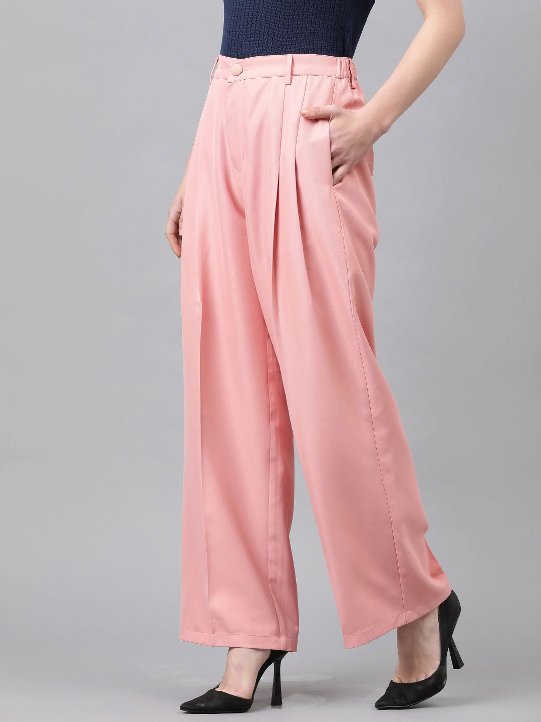 KOTTY BIZwear Women High-Rise Easy Wash Cotton Cargos Trousers