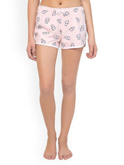 Kotty Women Pink & White Printed Lounge Shorts KTTSLEEPSHORTS186